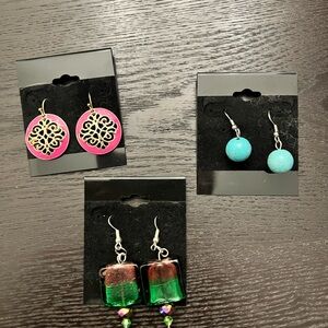 Lot of 3 Costume Jewelry pierced dangle/drop earrings costume jewelry